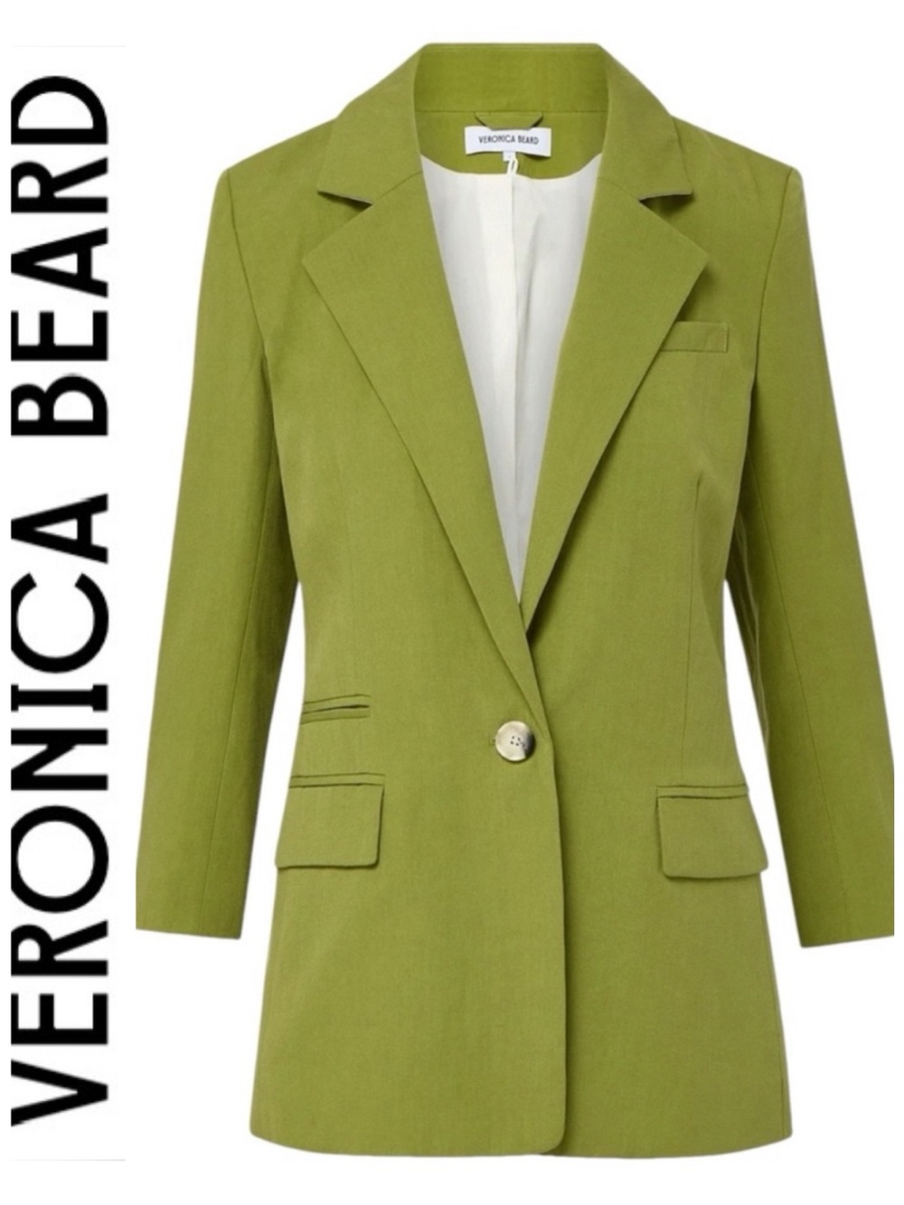 Veronica Beard McGowan Dickey Jacket Olive Green Single-Button Blazer New